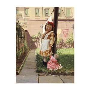  John George Brown   Young Girl In A New York Garden Giclee 