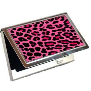  Hot Pink Leopard Print Business Card Holder: Office 