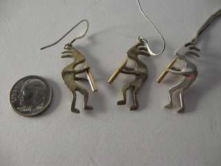 Vintage STERLING SILVER Kokopelli Pendant Necklace and Matching 
