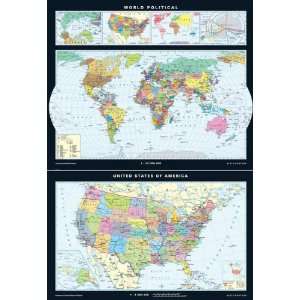   World & United States Combo Educational Wall Map: Office Products