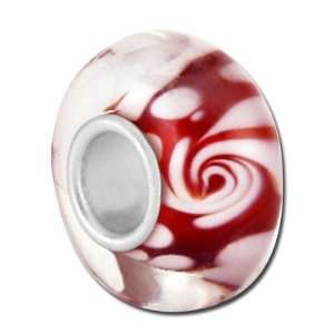  13mm Red Swirl Large Hole Beads: Jewelry