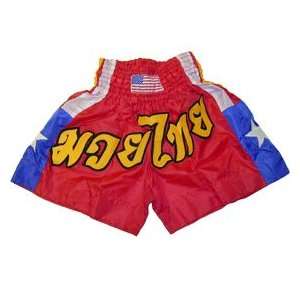  Muay Thai Fight Shorts in Red/Blue: Sports & Outdoors