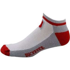   Buckeyes White Color Block Half Cusion Crew Socks