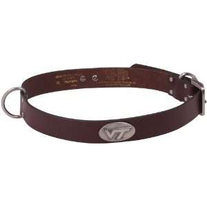  Virginia Tech Hokies Brown Leather Concho Dog Collar 