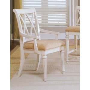  American Drew Camden Antique White Splat Arm Chair   920 