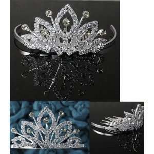  Bridal Flower Girl Prom Party Crystal Tiara Comb T4 