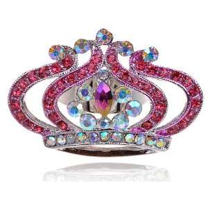  Princess Pink Rose Lady AB Czech Crystal Rhinestone Crown 