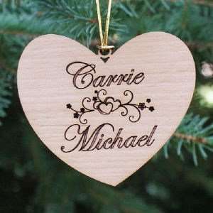    Personalized Couples Wooden Christmas Ornament: Home & Kitchen