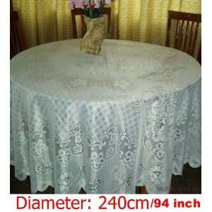   figure HEAVY LACE TABLE CLOTH 94/240cm ROUND circle shape: Everything