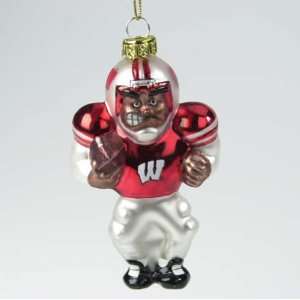 Wisconsin Badgers 4 Glass Black Football Player Holiday Ornament Set 
