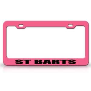 ST BARTS Country Steel Auto License Plate Frame Tag Holder, Pink/Black
