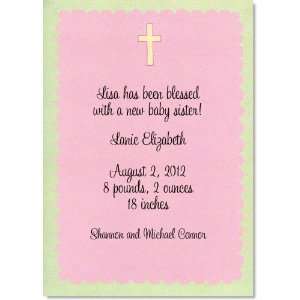  Green And Pink Scalloped Cross Invitation