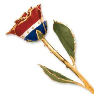  Long Stem 24k Dipped Gold Trim Liberty Rose With Gift Box 