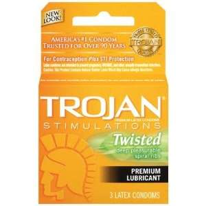 Trojan Stimulations Twisted Pleasure Lubricated Latex Condoms 3 ct 