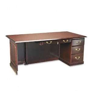   72 by 36 by 30 Inch Right Pedestal Desk, Mahogany