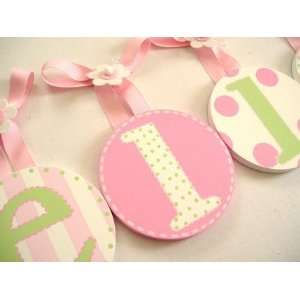 hand painted round wall letters   dots and stripes