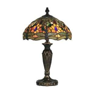   Tiffany TT10504 Tiffany Table Lamp, Fieldstone and Art Glass Shade