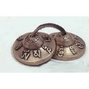   Raised Mantra Mini Tibetan Cymbals (Tingsha)