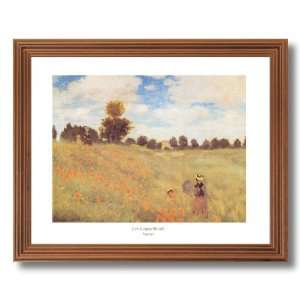 Framed Oak Claude Monet Poppy Flowers Girl Woman Landscape Picture Art 