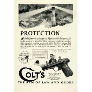  1924 Ad Colt Revolver Automatic Pistol Handgun Lighthouse 