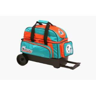 KR NFL Miami Dolphins 2 Ball Roller Bowling Bag:  Sports 