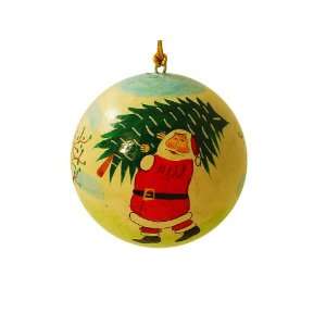  Hand Painted Paper Mache Christmas Ornament  Santa with 