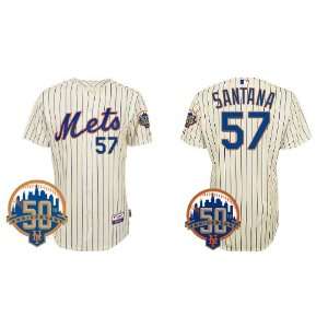  New York Mets Authentic MLB Jerseys #57 SANTANA CREAM Cool 