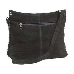   Black Genuine Suede Leather Shoulder Bag    DISCONTINUED: Electronics