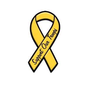  Yellow Support Our Troops Ribbon Shaped (no Background 