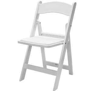  White Resin Folding Chair with White Vinyl Padded Seat 