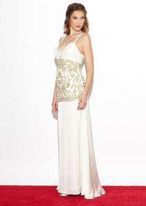SUE WONG Glam Beaded Ivory Bridal Evening Gown Dress 6 NEW  