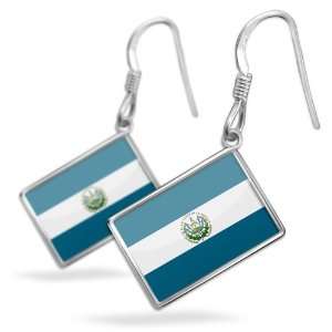  Earrings El Salvador Flag with French Sterling Silver 