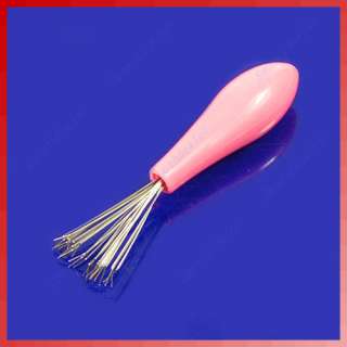   Hair Brush Cleaner Cleaning Remover Embedded Tool Plastic Handle Pink