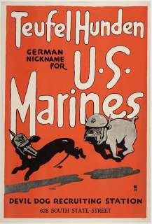 United States Marine Corps (USMC) World War I recruiting poster. A 