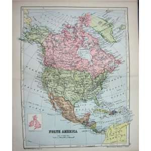  Colour Map C1882 North America Cuba Florida Canada