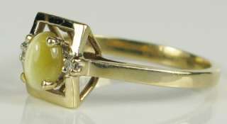   10K Yellow Gold .70ctw Cats Eye & G VS Diamond Ring Size 6 3/4  