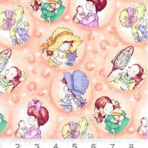   Play Pals Girls & Pets Peach Fabric By The Yard Arts, Crafts & Sewing