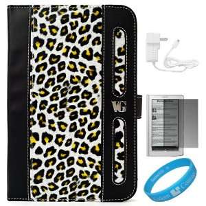  Black / Yellow Leopard Print Executive Leather Portfolio 