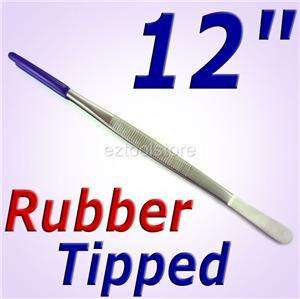 12 Rubber Tip TWEEZERS Snake / Reptile HERP Feeding SS  