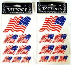 WAVY AMERICAN FLAG TEMPORARY TATTOO body tattoos T027  