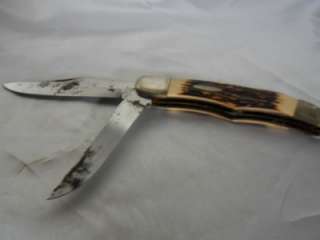 Large Vintage Kabar 1184 2 Blade Folding Hunter Knife  