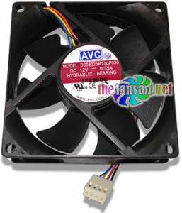 AVC 80mm x 25mm 4 Wire Hydraulic Bearing PWM Case Fan  