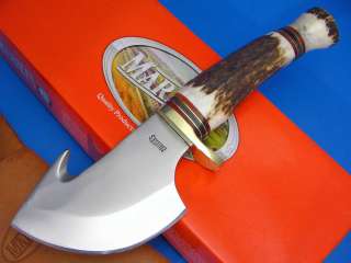Marbles Hunting Skinning Stag Handle Gut Hook Fixed Blade Knife w 
