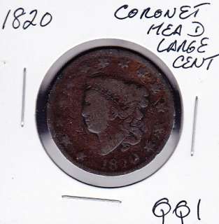 1820 Coronet Head Large Cent US Coins  