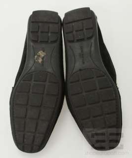 Louis Vuitton Black Suede Monogram Buckle Loafers Size 38  