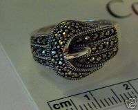 size 6 Sterling Silver Belt Buckle Marcasite Ring  
