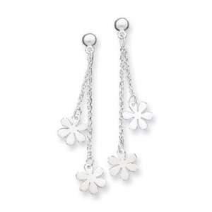  Sterling Silver Flower Dangle Post Earring Jewelry