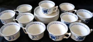 Lot Baltic Adams Tea Cups and Saucers Ironstone England Blue Flowers 