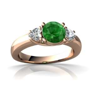 14k Rose Gold Round Genuine Emerald Ring Size 8.5 Jewelry
