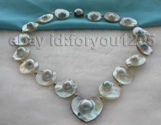 20 Natural 33mm Gray South Mabe Pearl Necklace Pendant  
